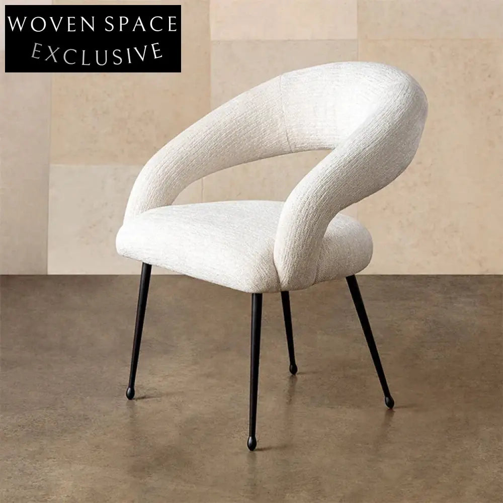 Plush Lamb Wool High Back Dining Chair with Sleek Metal Legs