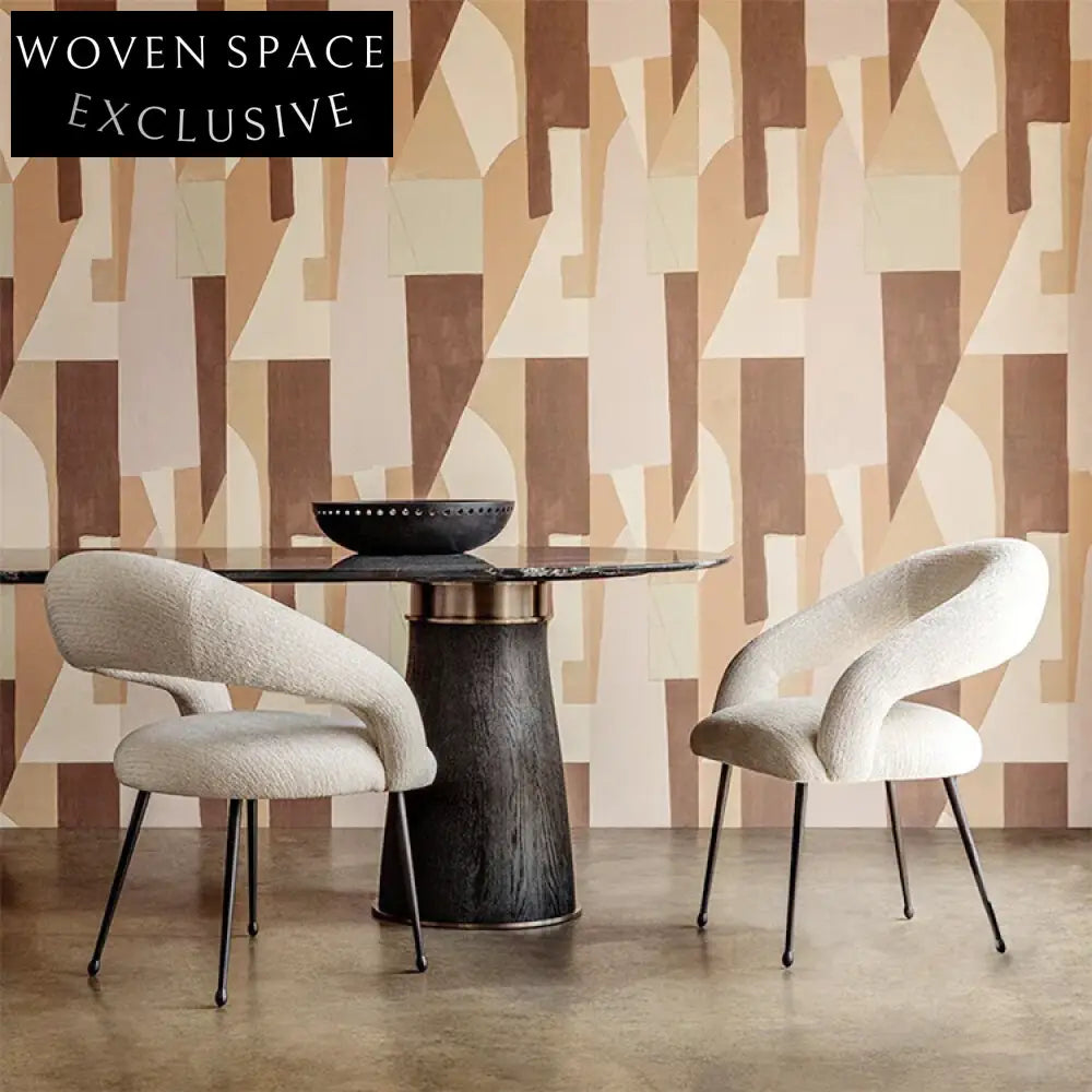 Plush Lamb Wool High Back Dining Chair with Sleek Metal Legs