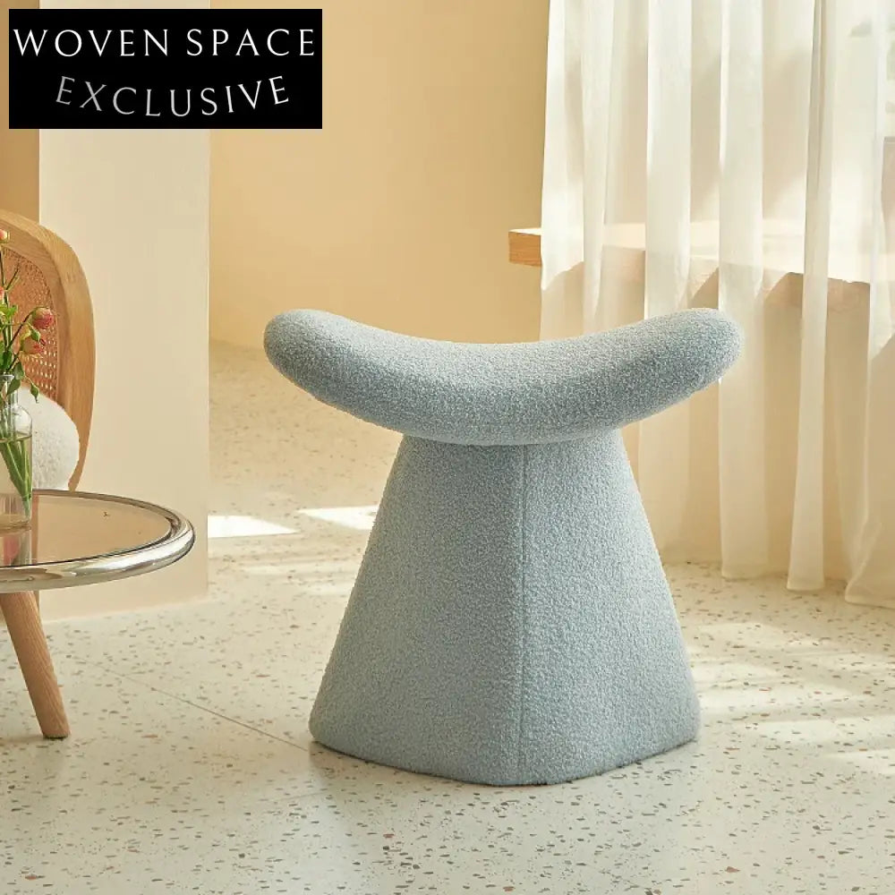 Plush Lamb Wool Small Round Ottoman, Versatile Vanity Chair and Bed End Stool