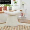 Plush Lamb Wool Small Round Ottoman, Versatile Vanity Chair and Bed End Stool