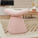 Plush Lamb Wool Small Round Ottoman, Versatile Vanity Chair and Bed End Stool
