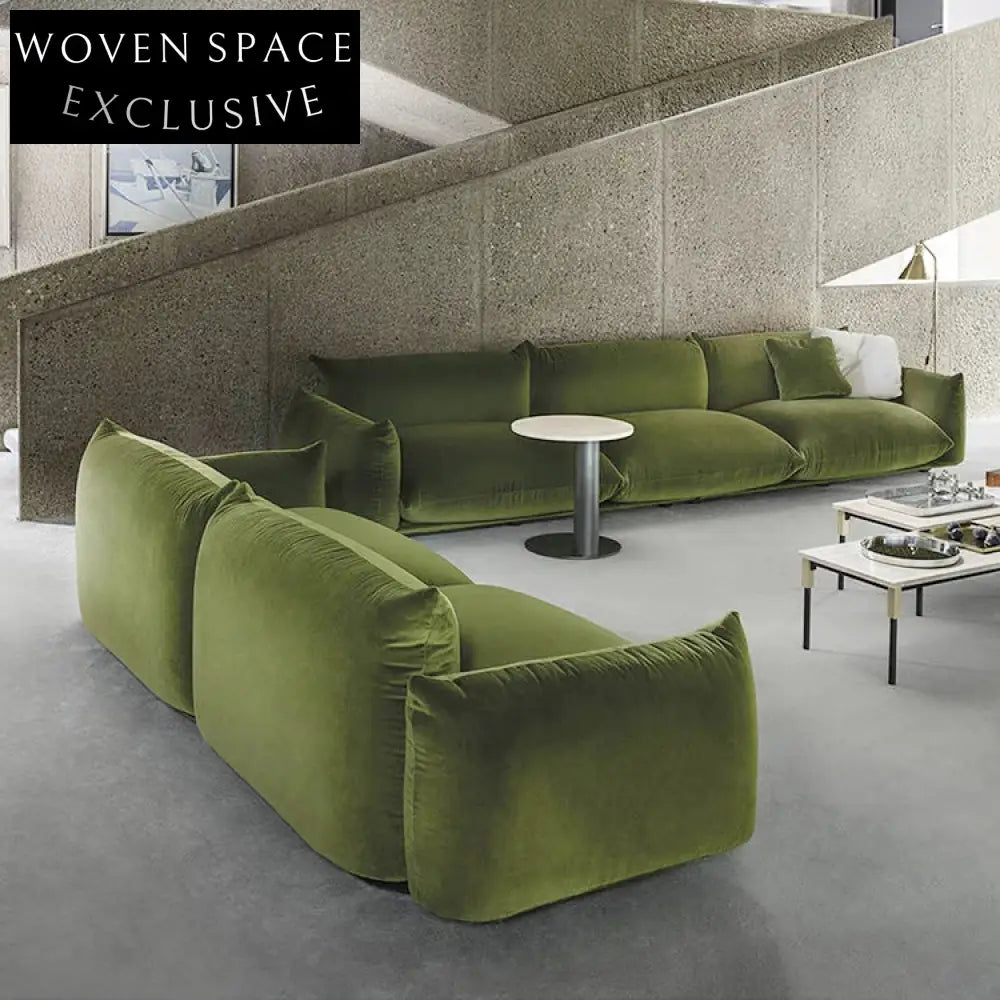 Plush Lamb Wool Sofa: Modern Minimalist Sectional Living Room Accent Couch