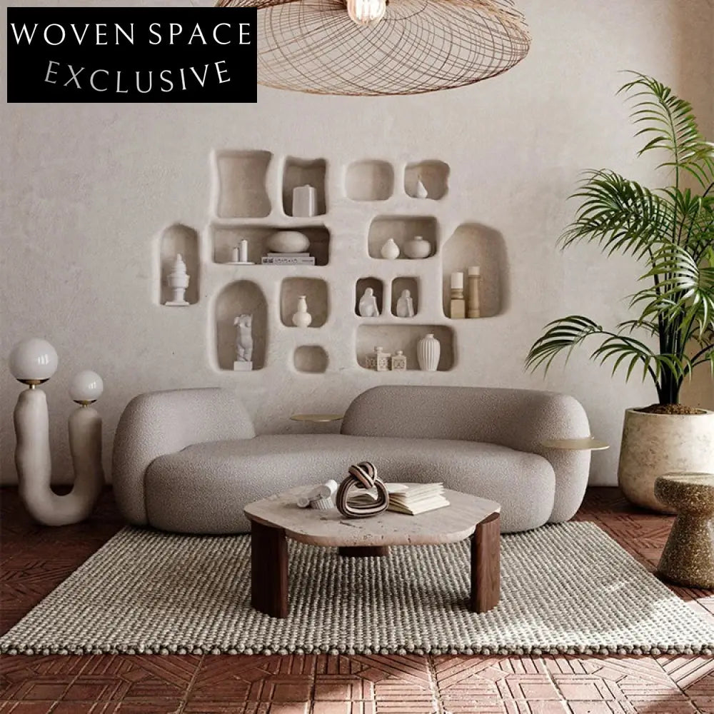 Plush Lamb Wool Three-Seat Sofa: Modern Comfort Living Room Couch