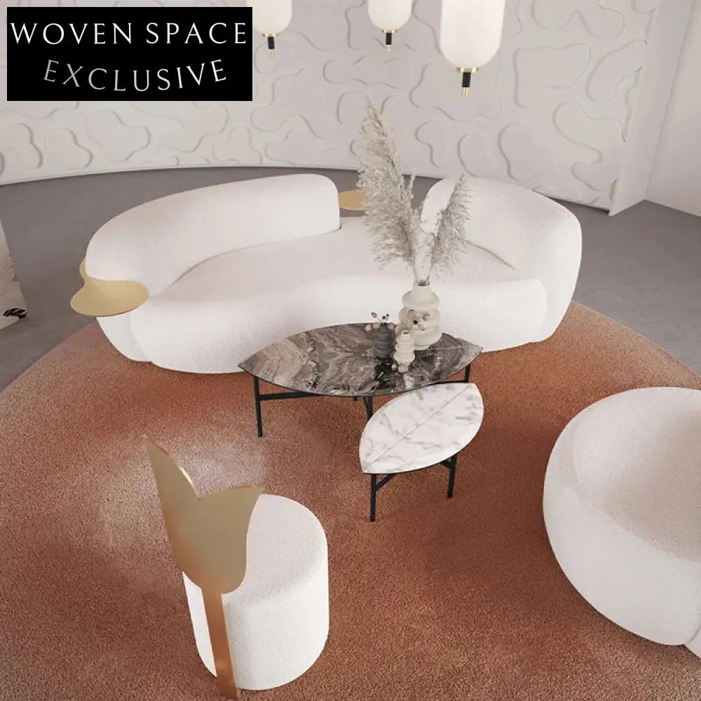 Plush Lamb Wool Three-Seat Sofa: Modern Comfort Living Room Couch