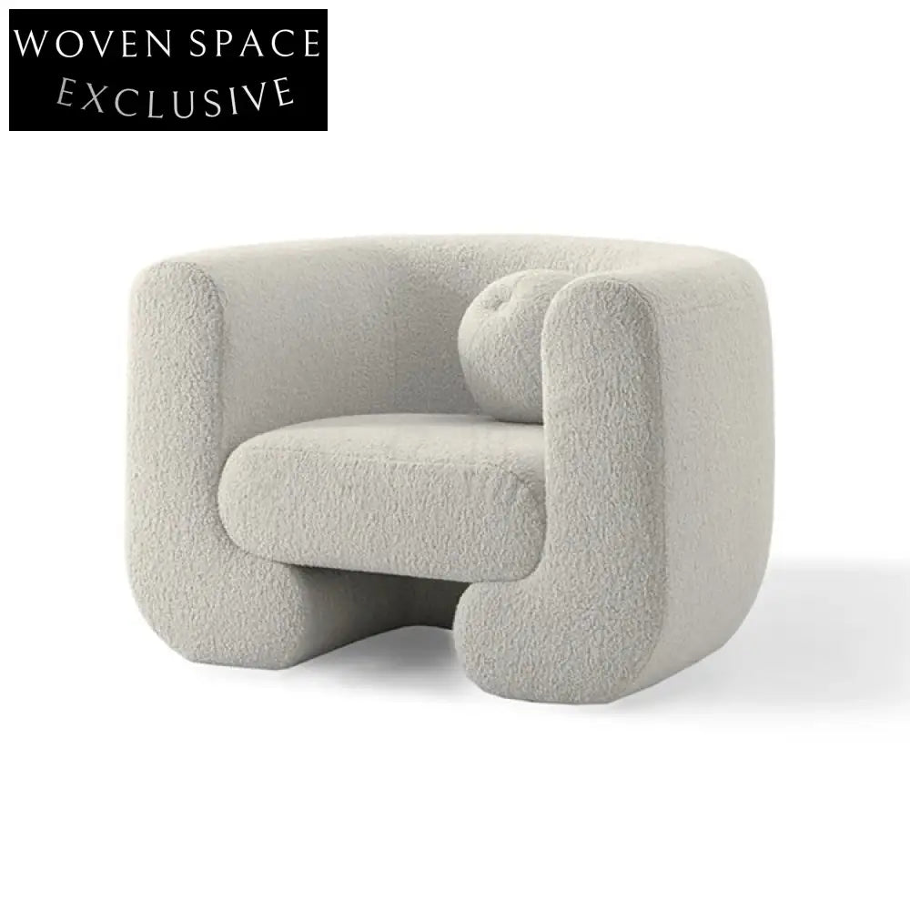 Plush Lambswool Fabric L-Shape Sofa: Contemporary Living Room Hotel Seating