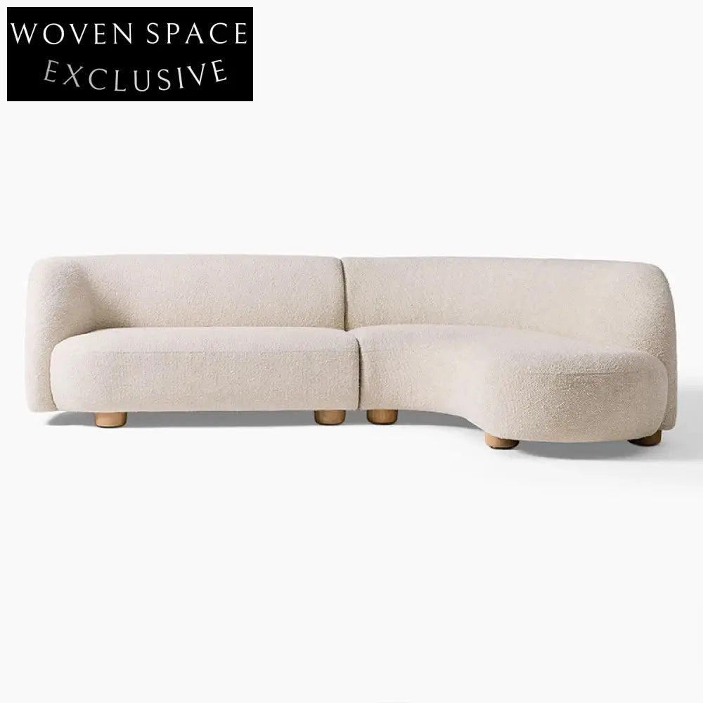 Plush Modern Boucle L-Shape Sectional Sofa for Living Room and Hotel Lobby