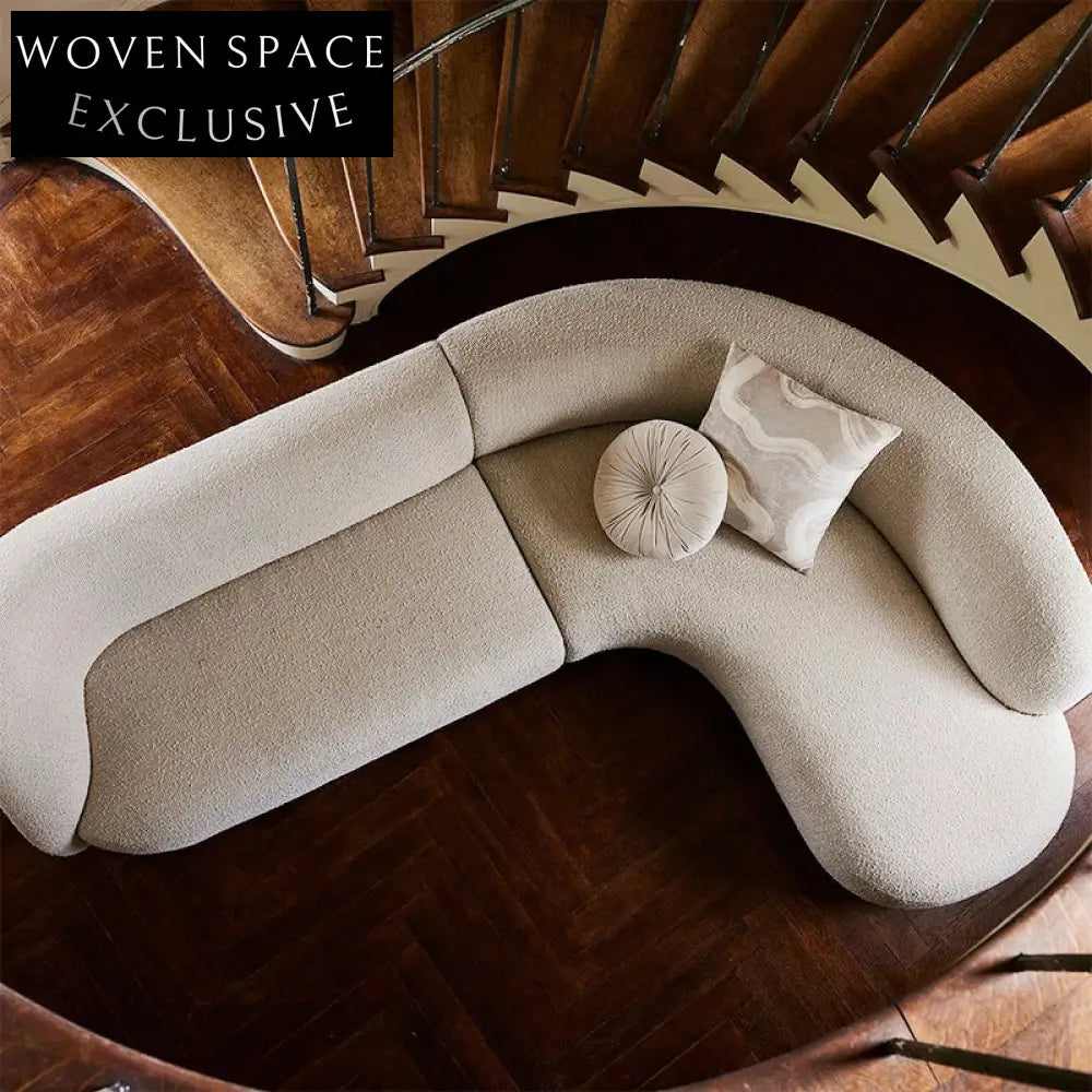 Plush Modern Boucle L-Shape Sectional Sofa for Living Room and Hotel Lobby