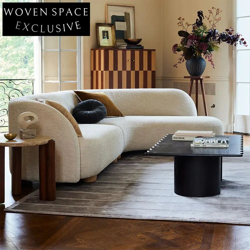 Plush Modern Boucle L-Shape Sectional Sofa for Living Room and Hotel Lobby