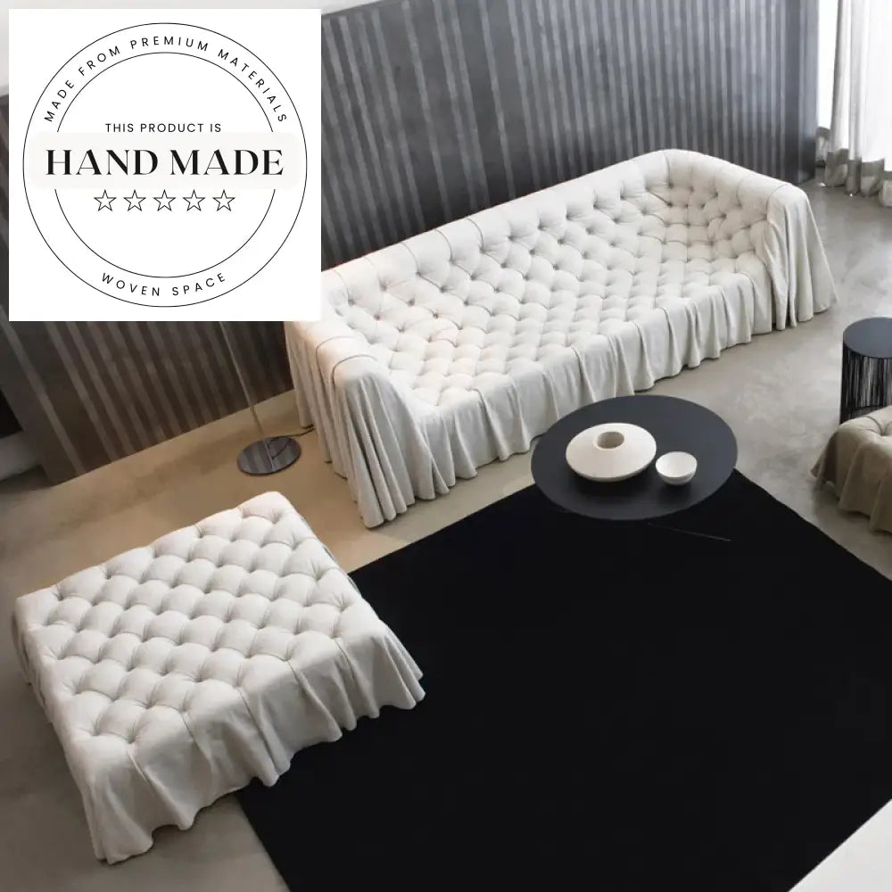 Plush Modern Fabric Chesterfield Sectional Luxury Living Room Sofa