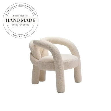 Plush Modern Living Room Accent Chair – White Wool Fabric Lounge Seat