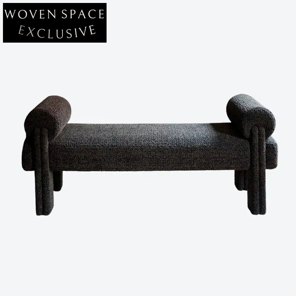 Plush Modern Teddy Fabric Long Ottoman Bench for Elegant Home Seating