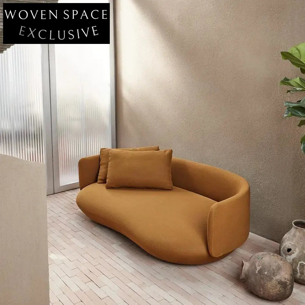 Plush Nordic Boucle Fabric Curved Sofa - Modern Living Room Centerpiece Couch