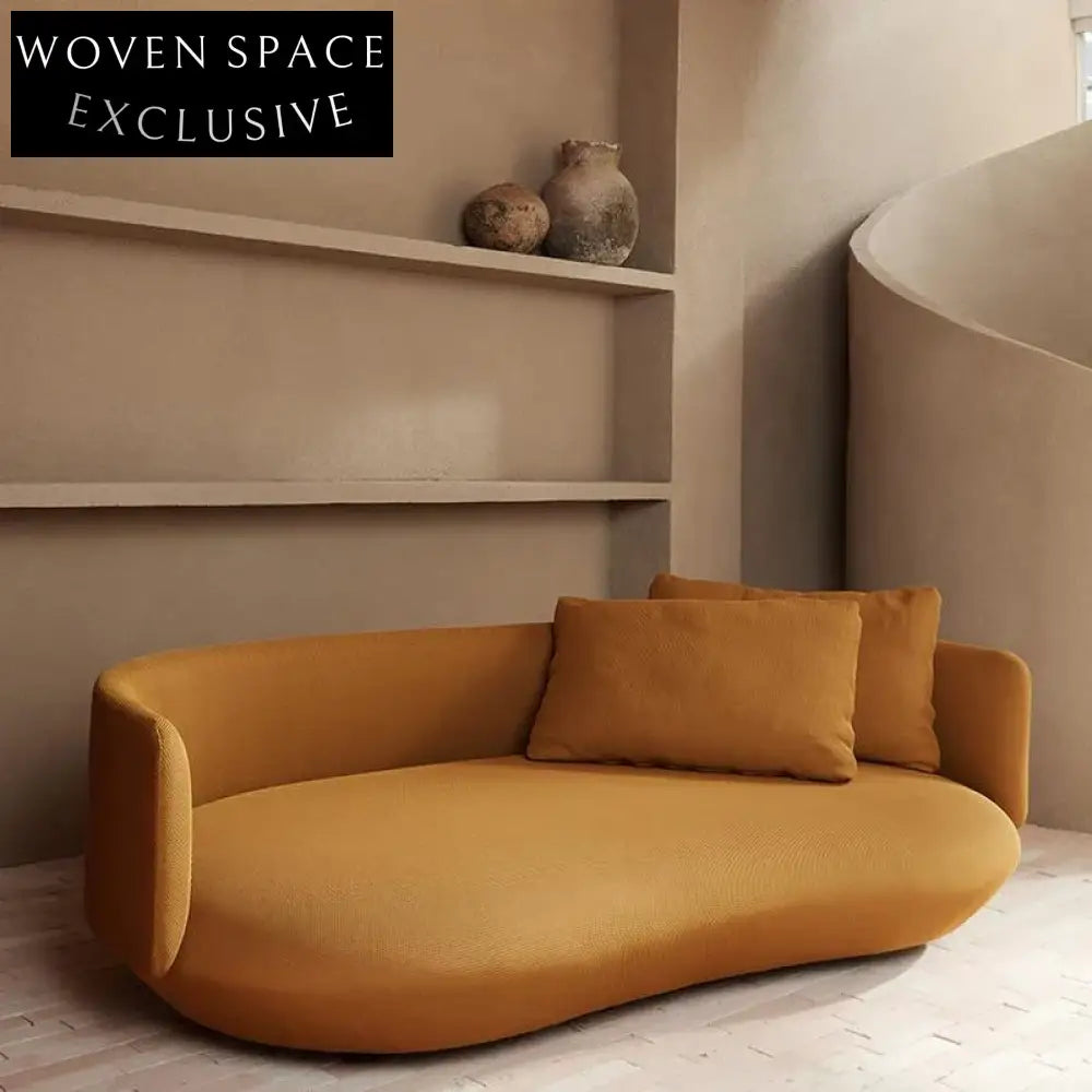 Plush Nordic Boucle Fabric Curved Sofa - Modern Living Room Centerpiece Couch