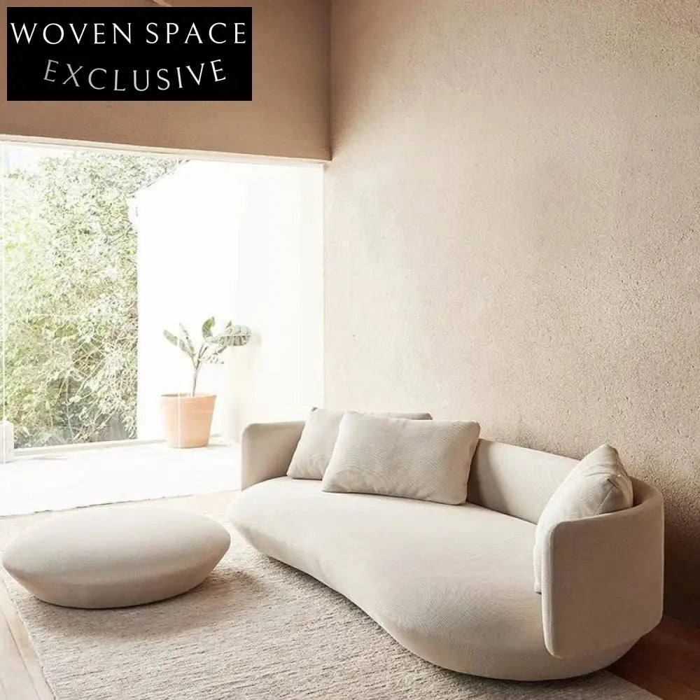 Plush Nordic Boucle Fabric Curved Sofa - Modern Living Room Centerpiece Couch