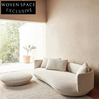 Plush Nordic Boucle Fabric Curved Sofa - Modern Living Room Centerpiece Couch