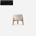 Plush Nordic White Teddy Round Fabric Ottoman with Solid Wood Legs Stool