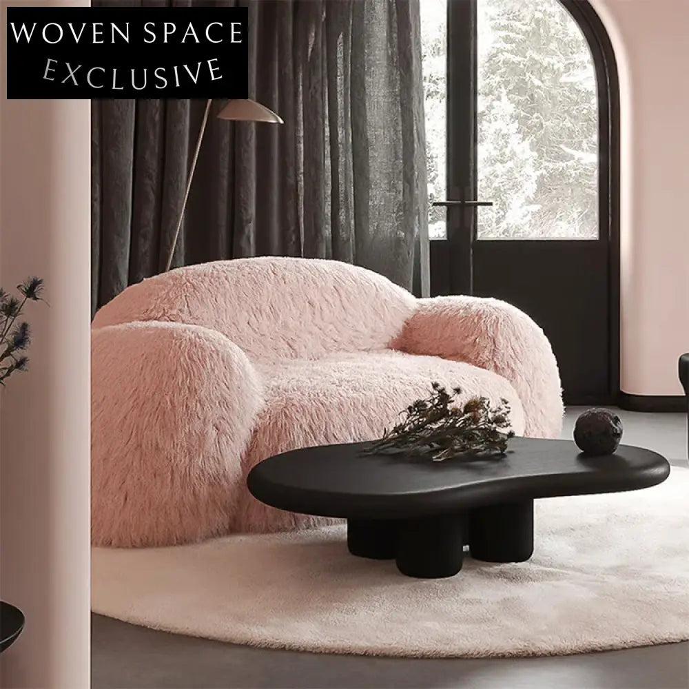 Plush Pink Sheepskin Teddy Fabric Living Room Lounge Sofa Chair