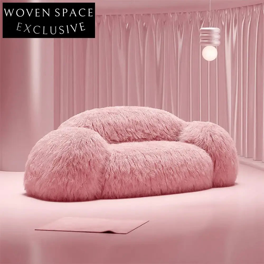 Plush Pink Sheepskin Teddy Fabric Living Room Lounge Sofa Chair