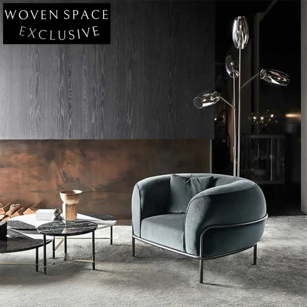 Plush Pink Velvet Accent Chair, Modern Metal Legs, Single Sofa Design