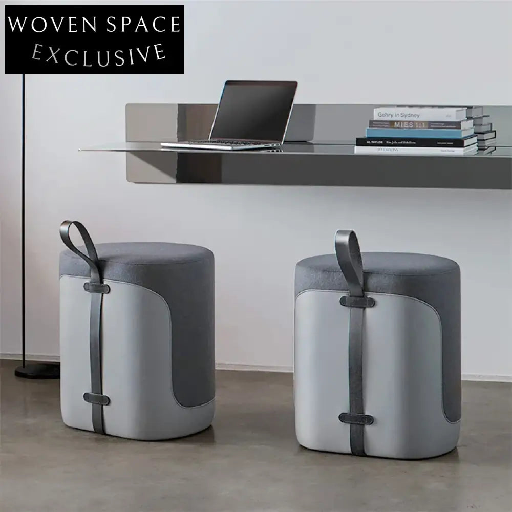 Plush Round Fabric Leisure Ottoman Stool for Living Room & Office Seating