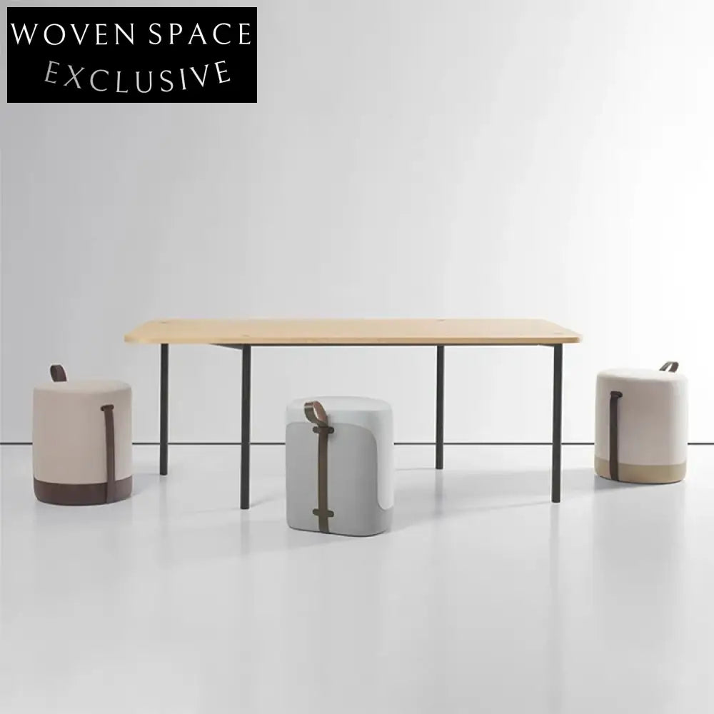 Plush Round Fabric Leisure Ottoman Stool for Living Room & Office Seating