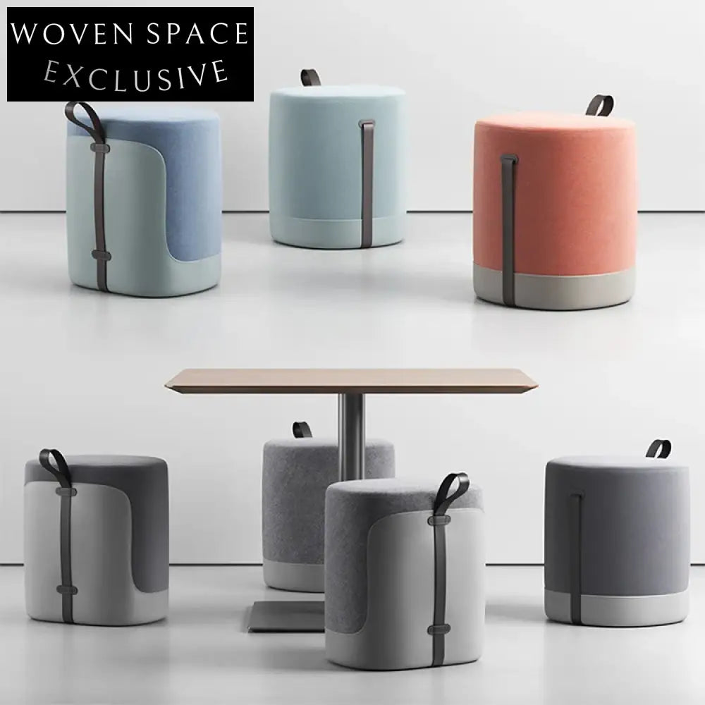 Plush Round Fabric Leisure Ottoman Stool for Living Room & Office Seating