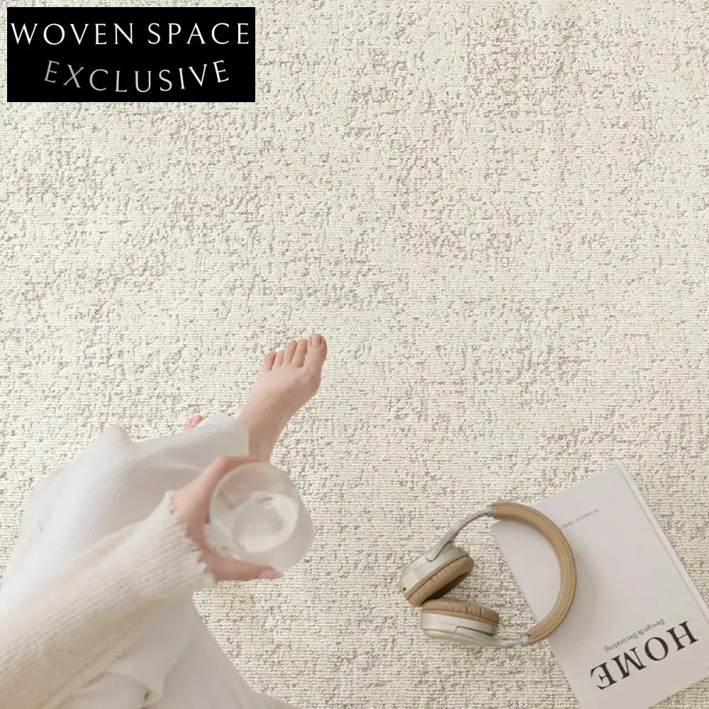 Plush Solid Wool Area Rug for Living Room, Minimalist French Bedroom Carpet