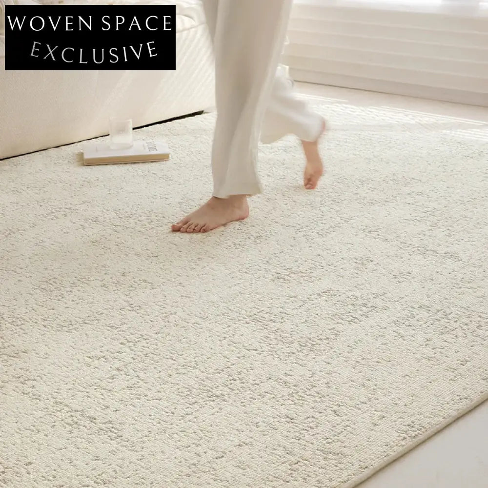 Plush Solid Wool Area Rug for Living Room, Minimalist French Bedroom Carpet