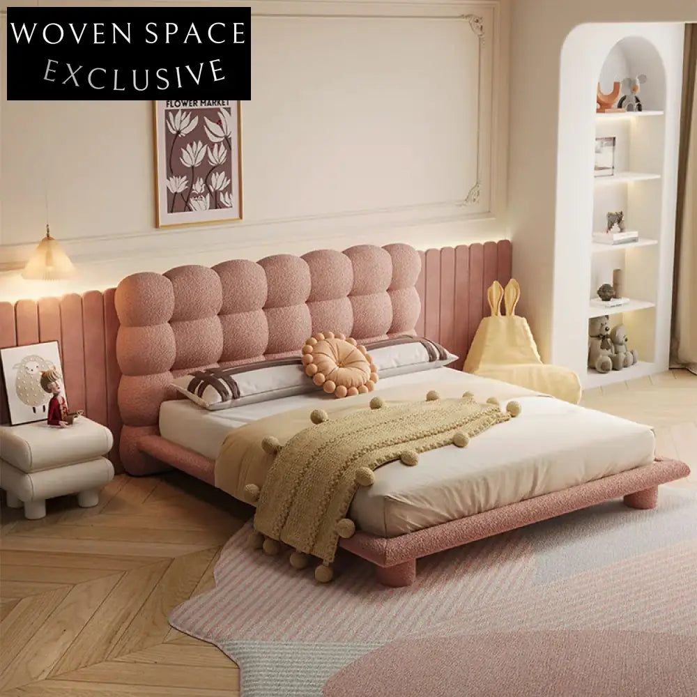 Plush Teddy Fabric Bubble Headboard Bed Frame for Modern Bedroom Comfort