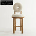 Plush Teddy Fabric High Bar Stool with Wooden Frame and Armrests