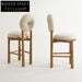 Plush Teddy Fabric High Bar Stool with Wooden Frame and Armrests