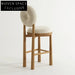 Plush Teddy Fabric High Bar Stool with Wooden Frame and Armrests