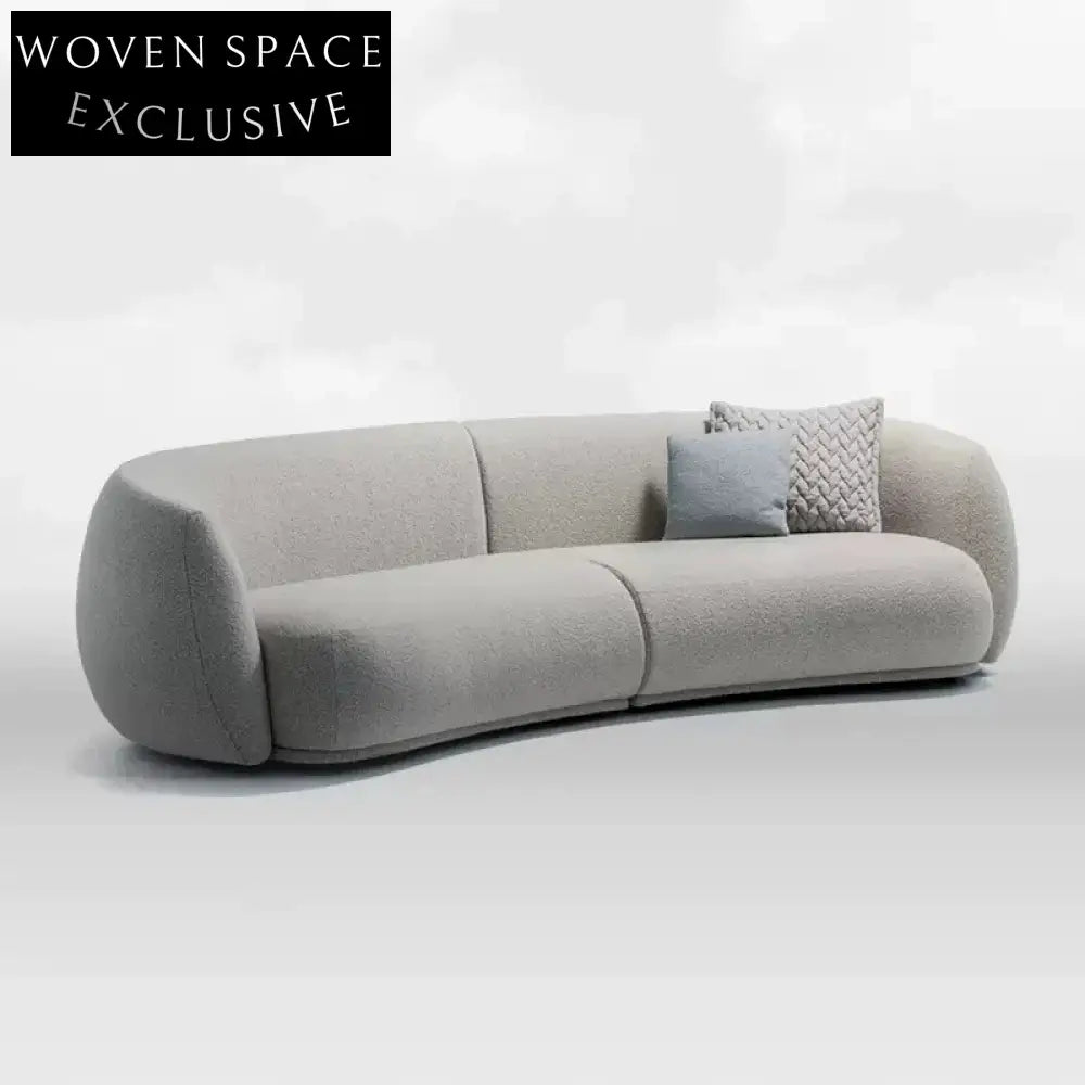 Plush Teddy Fabric L-Shaped Sectional Sofa for Modern Living Room