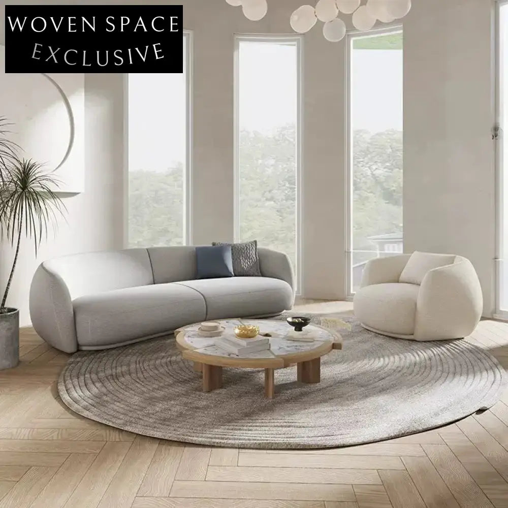 Plush Teddy Fabric L-Shaped Sectional Sofa for Modern Living Room