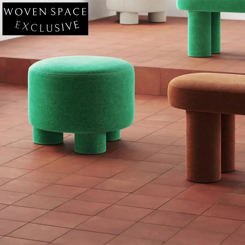 Plush Teddy Fabric Modern Bed End Ottoman Bench for Living Room