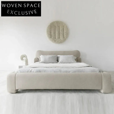 Plush Teddy Fabric Modern Italian Style King Queen Size Upholstered Bed Frame