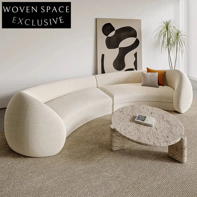 Plush Teddy Fabric Modular Curved Sectional Sofa for Modern Living Rooms