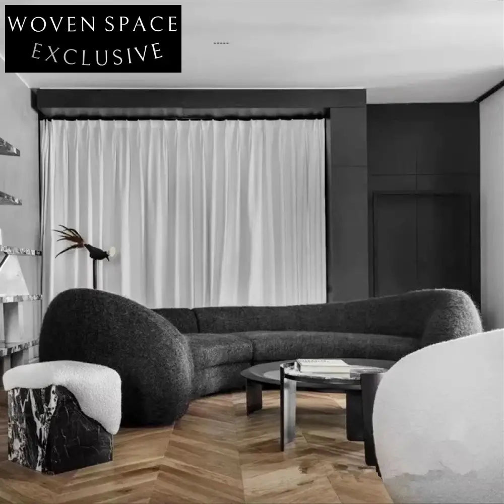 Plush Teddy Fabric Modular Curved Sectional Sofa for Modern Living Rooms