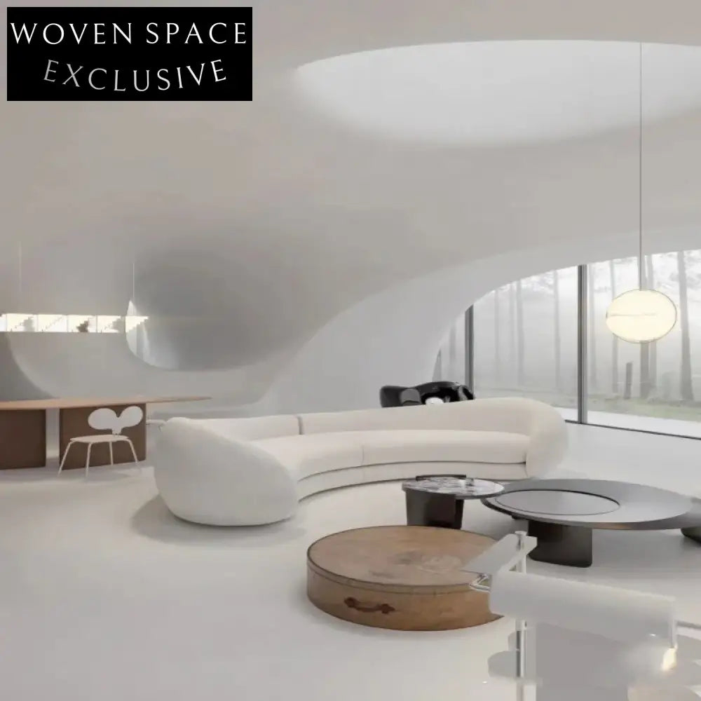 Plush Teddy Fabric Modular Curved Sectional Sofa for Modern Living Rooms