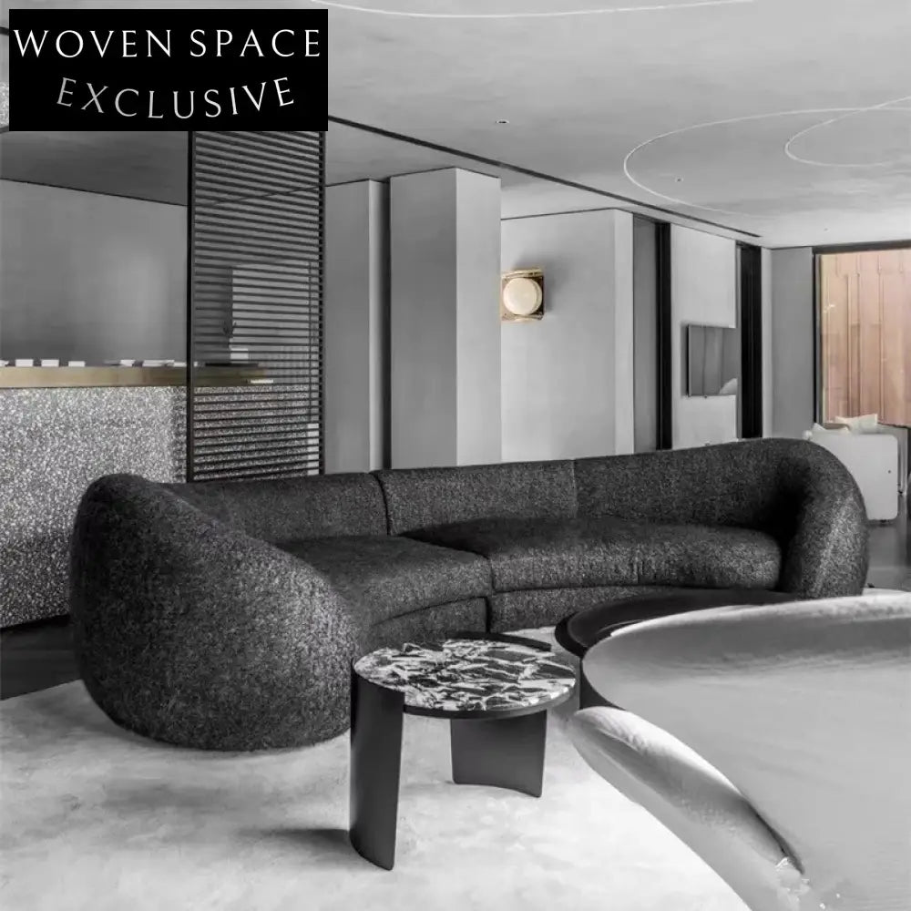 Plush Teddy Fabric Modular Curved Sectional Sofa for Modern Living Rooms