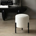 Plush Teddy Fabric Round Ottoman Stool for Modern Living Room Accent Furniture