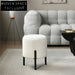 Plush Teddy Fabric Round Ottoman Stool for Modern Living Room Accent Furniture