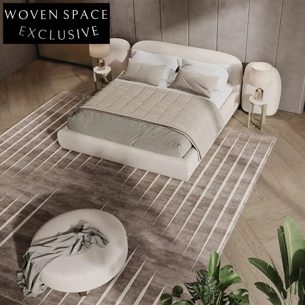 Plush Teddy Fabric Upholstered Modern Queen King Size Double Bed