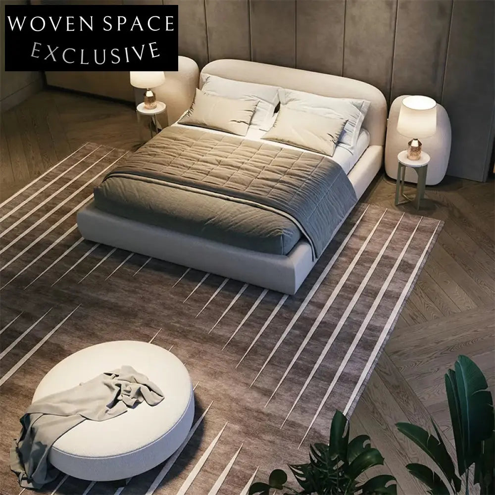 Plush Teddy Fabric Upholstered Modern Queen King Size Double Bed