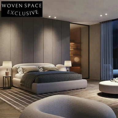 Plush Teddy Fabric Upholstered Modern Queen King Size Double Bed