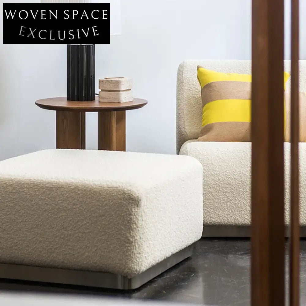 Plush Teddy Lamb Wool Modular Sectional Sofa with Ottoman Accent Chair