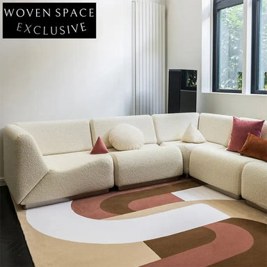 Plush Teddy Lamb Wool Modular Sectional Sofa with Ottoman Accent Chair