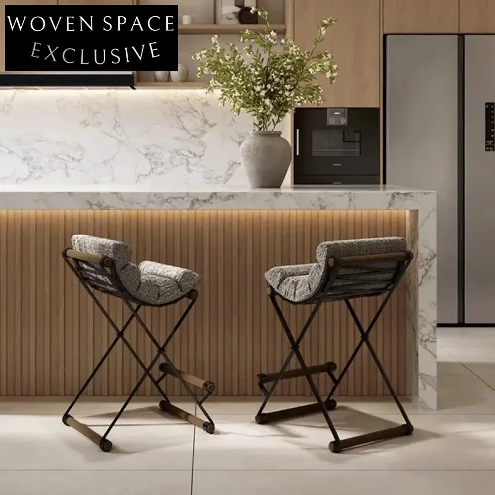 Plush Upholstered Bar Stool, Sturdy Metal Legs, Modern Kitchen & Cafe