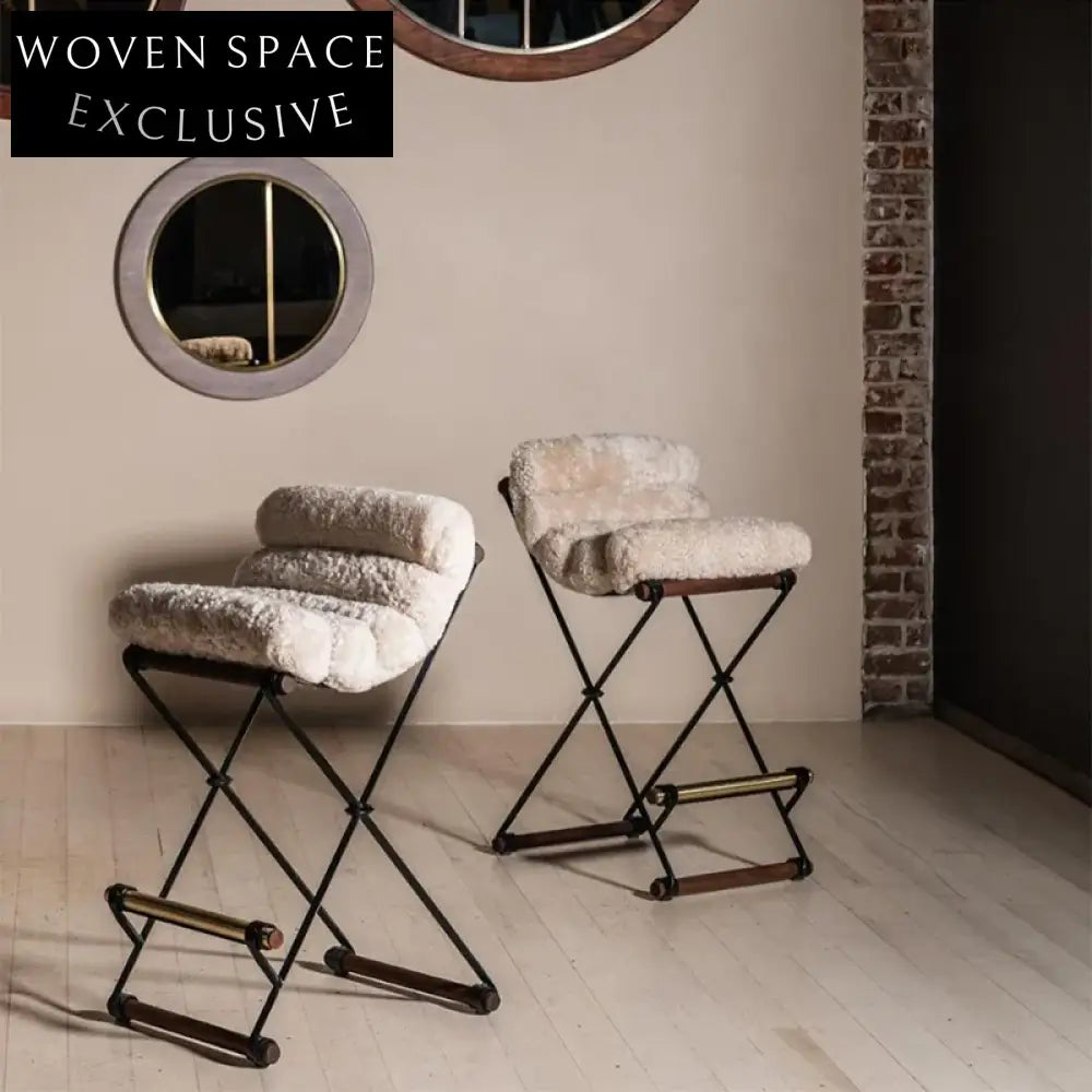 Plush Upholstered Bar Stool, Sturdy Metal Legs, Modern Kitchen & Cafe