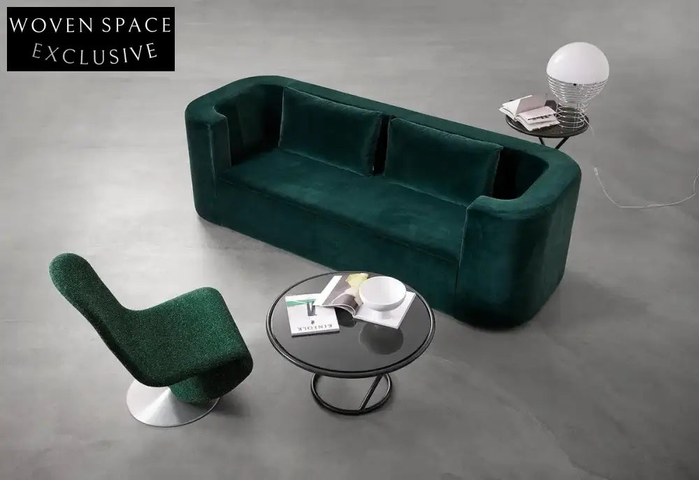 Luxury Velvet 3-Seater Curved Sofa: Elegant Round Living Room Furniture